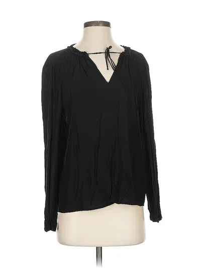 Pre-owned Velvet By Graham & Spencer Long Sleeve Blouse In Black