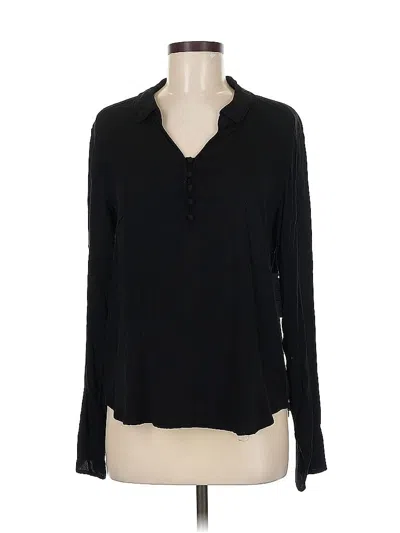 Pre-owned Velvet By Graham & Spencer Long Sleeve Blouse In Black
