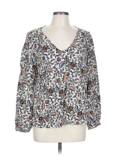 Pre-owned Velvet By Graham & Spencer Long Sleeve Blouse In Blue