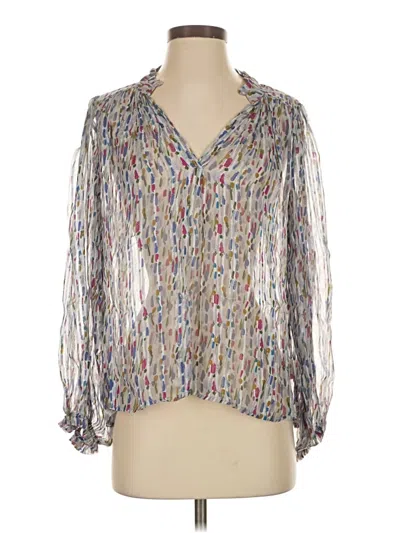 Pre-owned Velvet By Graham & Spencer Long Sleeve Blouse In Silver
