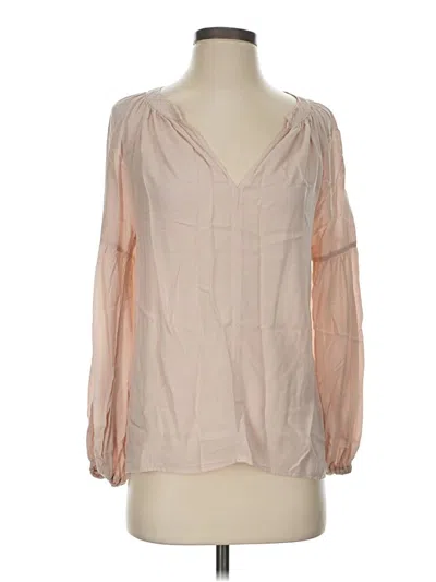 Pre-owned Velvet By Graham & Spencer Long Sleeve Blouse In Tan
