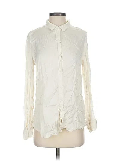 Pre-owned Velvet By Graham & Spencer Long Sleeve Blouse In White