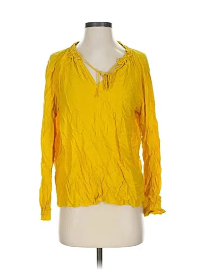 Pre-owned Velvet By Graham & Spencer Long Sleeve Blouse In Yellow