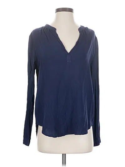 Pre-owned Velvet By Graham & Spencer Long Sleeve Henley Shirt In Blue