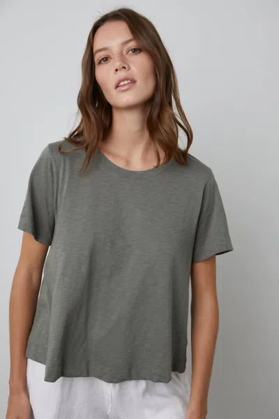 Velvet By Graham & Spencer Lula Crop Tee In Basil In Green