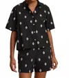 Velvet By Graham & Spencer Macy Embroidered Button Down Top In Black In Multi