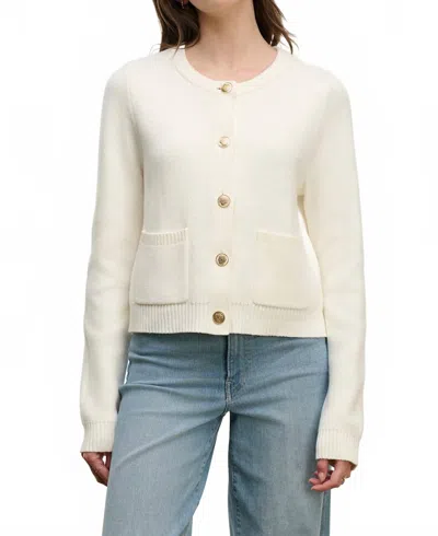 Velvet By Graham & Spencer Mahal Cotton Cashmere Knit Jacket In Milk In White