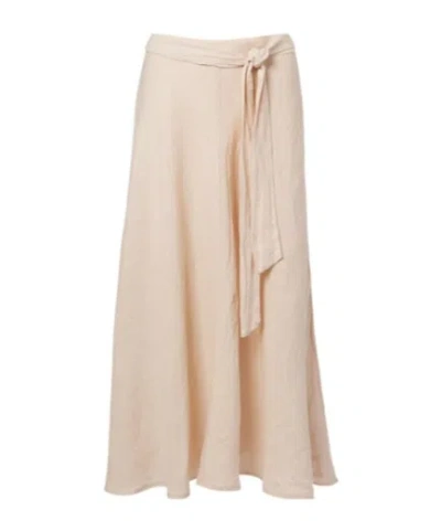 Velvet By Graham & Spencer Malina Linen Midi Skirt In White