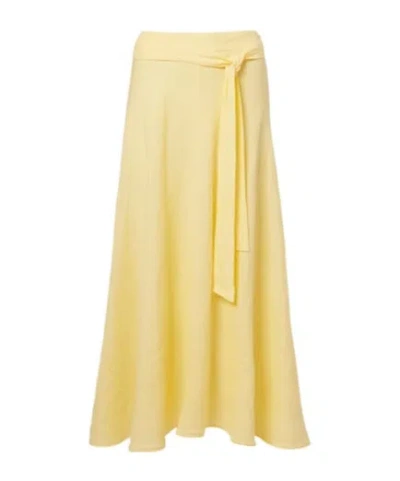Velvet By Graham & Spencer Malina Linen Midi Skirt In Blue