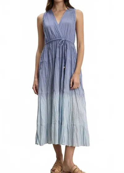 Velvet By Graham & Spencer Marilyn Dip Dye Crinkle Voile Dress In Cadet In Blue