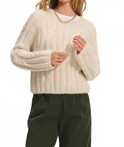 Velvet By Graham & Spencer Marina Timeless Cable Knit Sweater In Ivory In Neutral