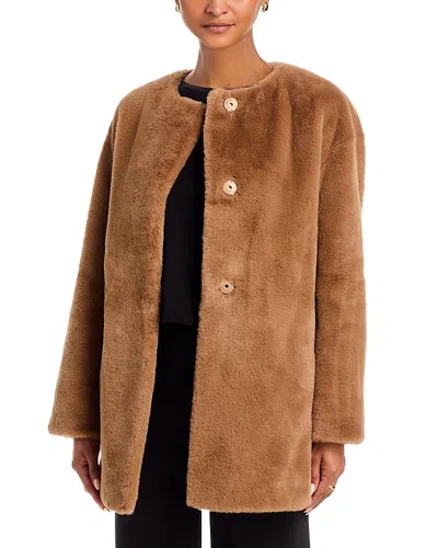 Velvet By Graham & Spencer Marmont Faux Fur Coat In Brown