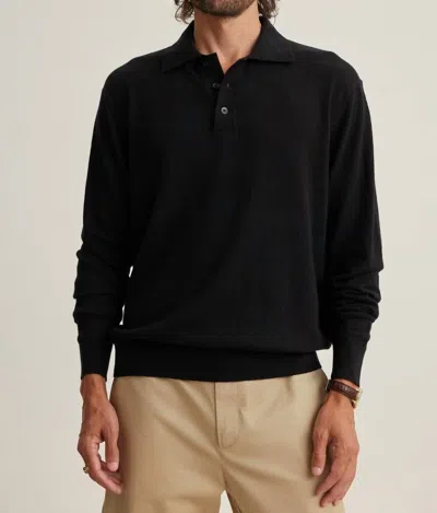 Velvet By Graham & Spencer Matteo Long Sleeve Linen Polo In Black