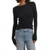 Velvet By Graham & Spencer Mauri Long Sleeved Top In Black In Black