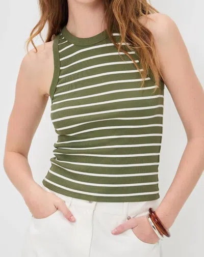 Velvet By Graham & Spencer Morie Tank In Green/white In Multi