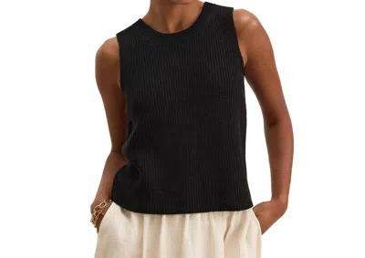 Velvet By Graham & Spencer Muna Textured Cotton Sweater Vest - Plus In Black
