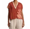 Velvet By Graham & Spencer Naomi V-neck Top In Cedar In Orange