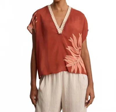 VELVET BY GRAHAM & SPENCER NAOMI V-NECK TOP IN CEDAR