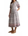 Velvet By Graham & Spencer Natalia Midi Dress In Floral In Purple