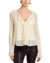 Velvet By Graham & Spencer Natalie Ruffled Lace Blouse In Pink