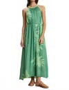 Velvet By Graham & Spencer Odessa Palm Leaf Sleeveless Dress In Green In Green