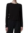 Velvet By Graham & Spencer Pacifica Long Sleeve Crew Tee In Black In Black