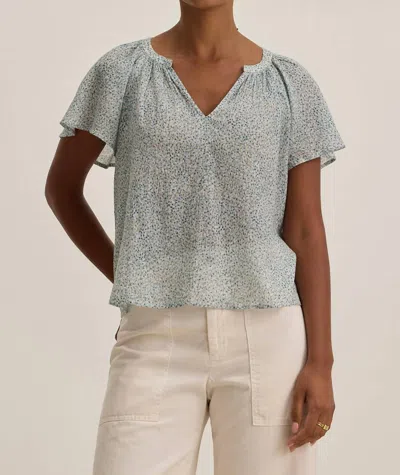 Velvet By Graham & Spencer Printed Crinkle Gauze Park Top In Seafoam In Green