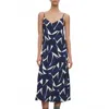 Velvet By Graham & Spencer Perry Crepe Midi Dress In Navy/ecru In Blue