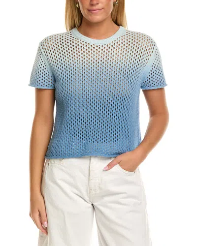 Velvet By Graham & Spencer Poppy Short Sleeve Cashmere-blend Sweater In Blue
