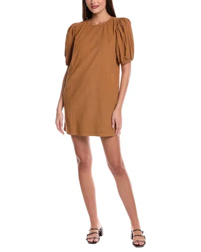 Velvet By Graham & Spencer Puff Sleeve Corduroy Shift Dress In Brown