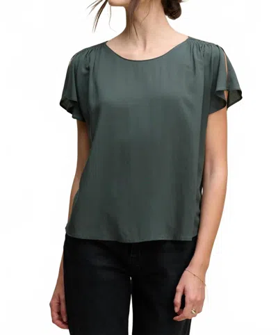 Velvet By Graham & Spencer Rayon Challis Marcel Top In Mallard In Green