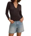 Velvet By Graham & Spencer Reed Long Sleeve Polo Top In Black In Black