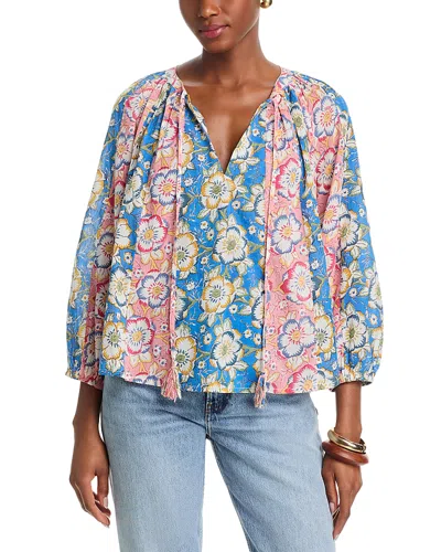 Velvet By Graham & Spencer Reese Blouson Sleeve Boho Top In Multi