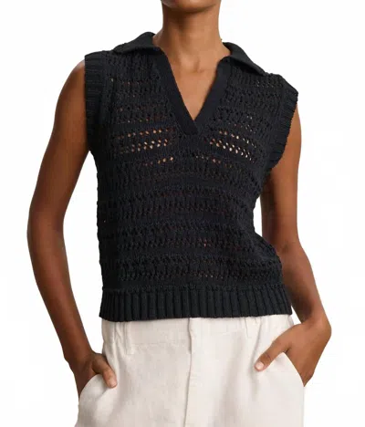 Velvet By Graham & Spencer Renee Crochet Vest In Black