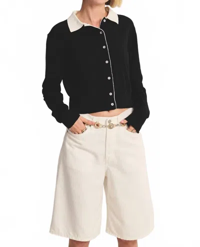 Velvet By Graham & Spencer Riven Button Down Sweater In Black