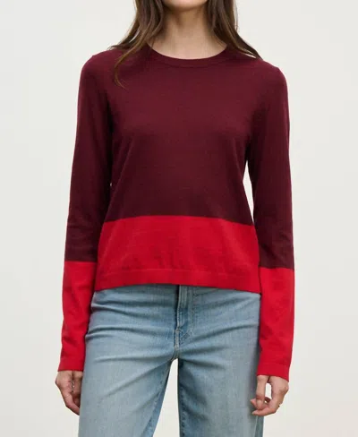 Velvet By Graham & Spencer Roxy Colorblock Sweater In Syrah In Red