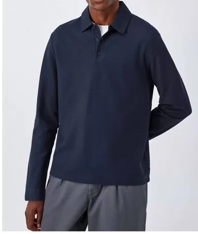 Velvet By Graham & Spencer Sacha Long Sleeve Polo Shirt In Midnight In Blue