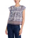 Velvet By Graham & Spencer Selene Cap Sleeve Top In Cream Floral In Multi