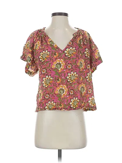Pre-owned Velvet By Graham & Spencer Short Sleeve Blouse In Brown
