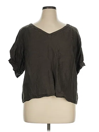 Pre-owned Velvet By Graham & Spencer Short Sleeve Blouse In Gray