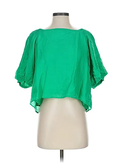 Pre-owned Velvet By Graham & Spencer Short Sleeve Blouse In Green