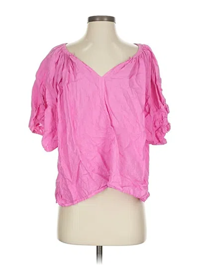 Pre-owned Velvet By Graham & Spencer Short Sleeve Blouse In Pink