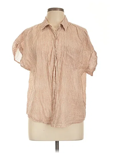 Pre-owned Velvet By Graham & Spencer Short Sleeve Blouse In Tan