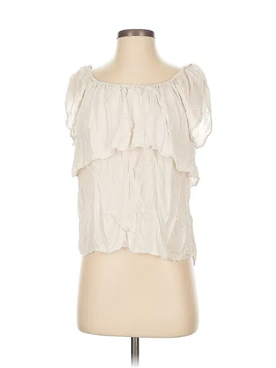Pre-owned Velvet By Graham & Spencer Short Sleeve Blouse In White