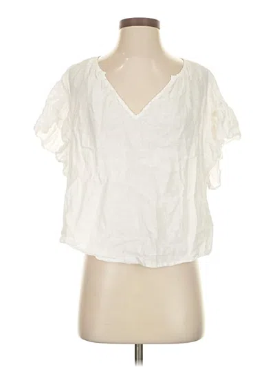 Pre-owned Velvet By Graham & Spencer Short Sleeve Blouse In White