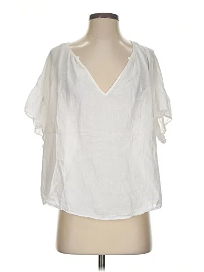 Pre-owned Velvet By Graham & Spencer Short Sleeve Blouse In White