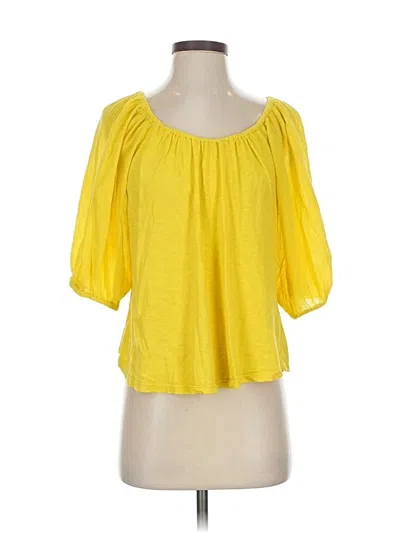 Pre-owned Velvet By Graham & Spencer Short Sleeve Blouse In Yellow