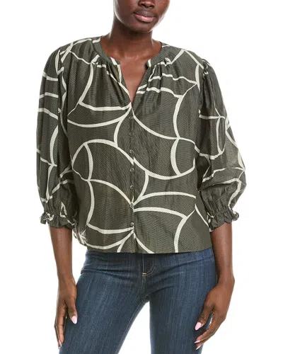 Velvet By Graham & Spencer Silk-blend Top In Green