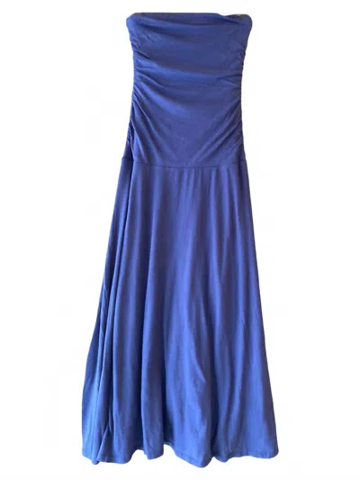 Velvet By Graham & Spencer Sonia Strapless Midi Dress In Fleet In Blue