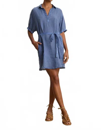 Velvet By Graham & Spencer Stella Woven Linen Dress In Indigo In Blue